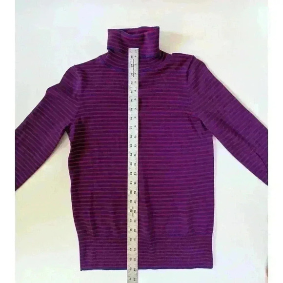 J. Crew Merino Wool Blue & Red Striped Tippi Turtleneck Sweater Size Sma… - Picture 7 of 11